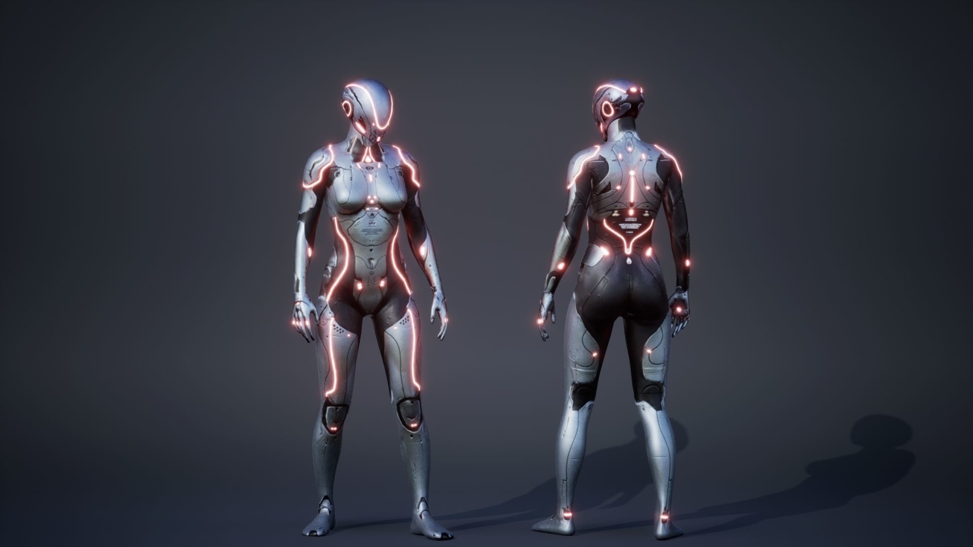 Sci-Fi Female Low-poly 3D model_7