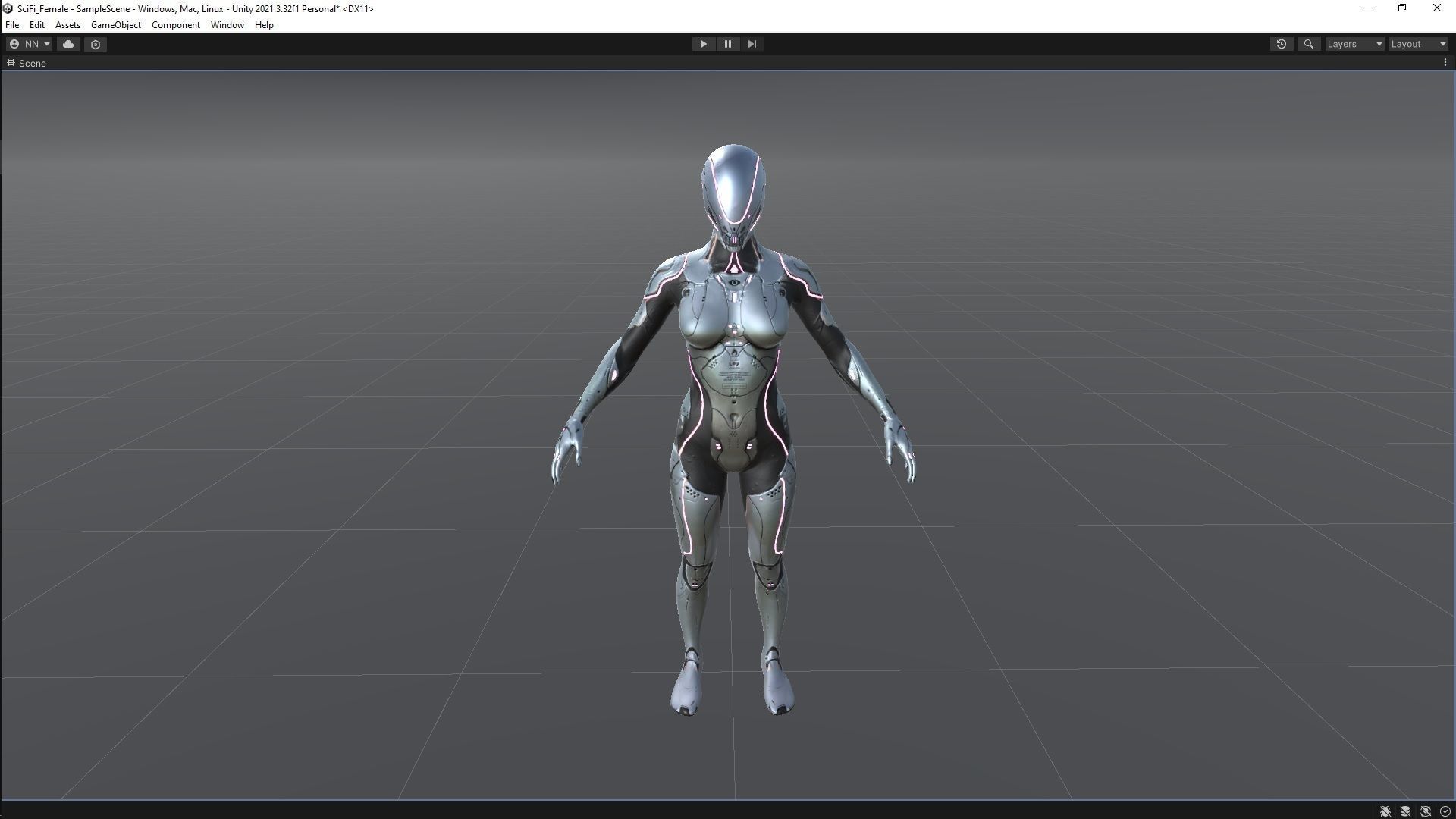 Sci-Fi Female Low-poly 3D model_15