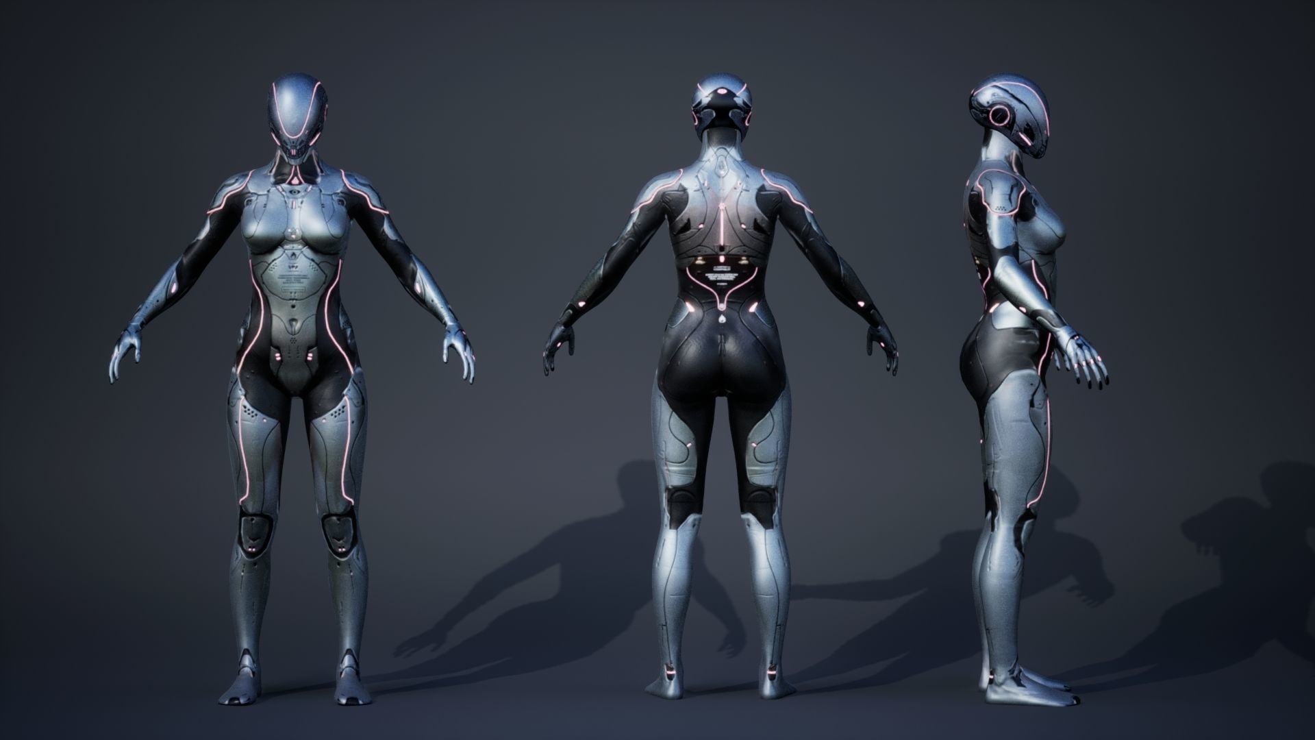 Sci-Fi Female Low-poly 3D model_2
