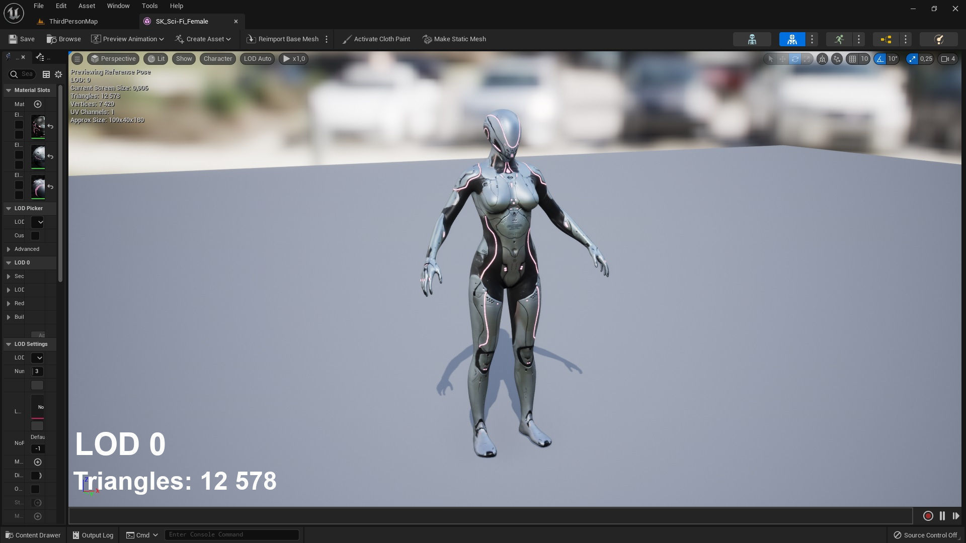 Sci-Fi Female Low-poly 3D model_11