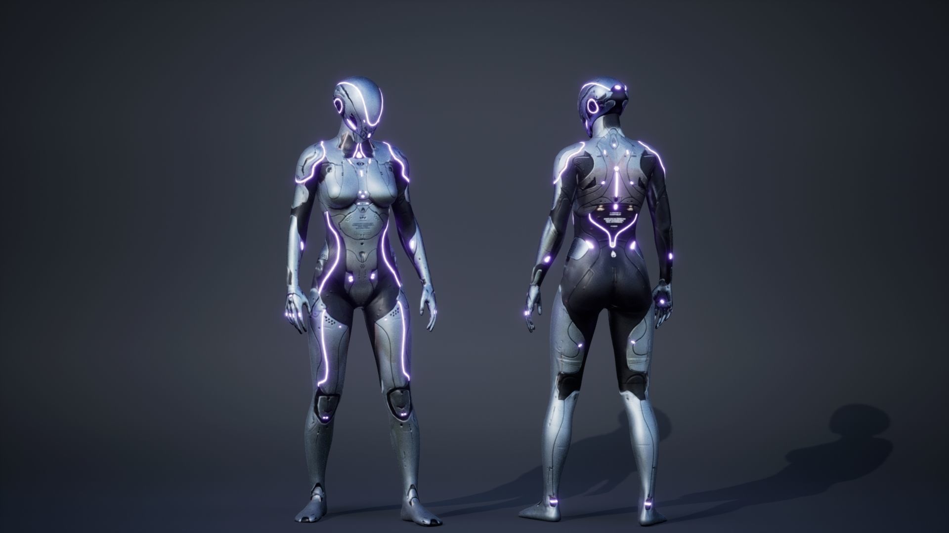 Sci-Fi Female Low-poly 3D model_6