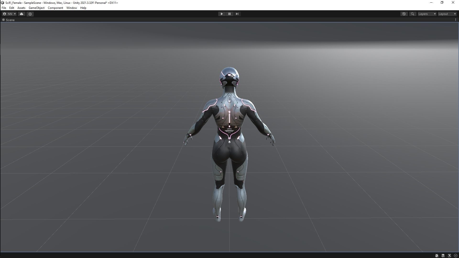 Sci-Fi Female Low-poly 3D model_16
