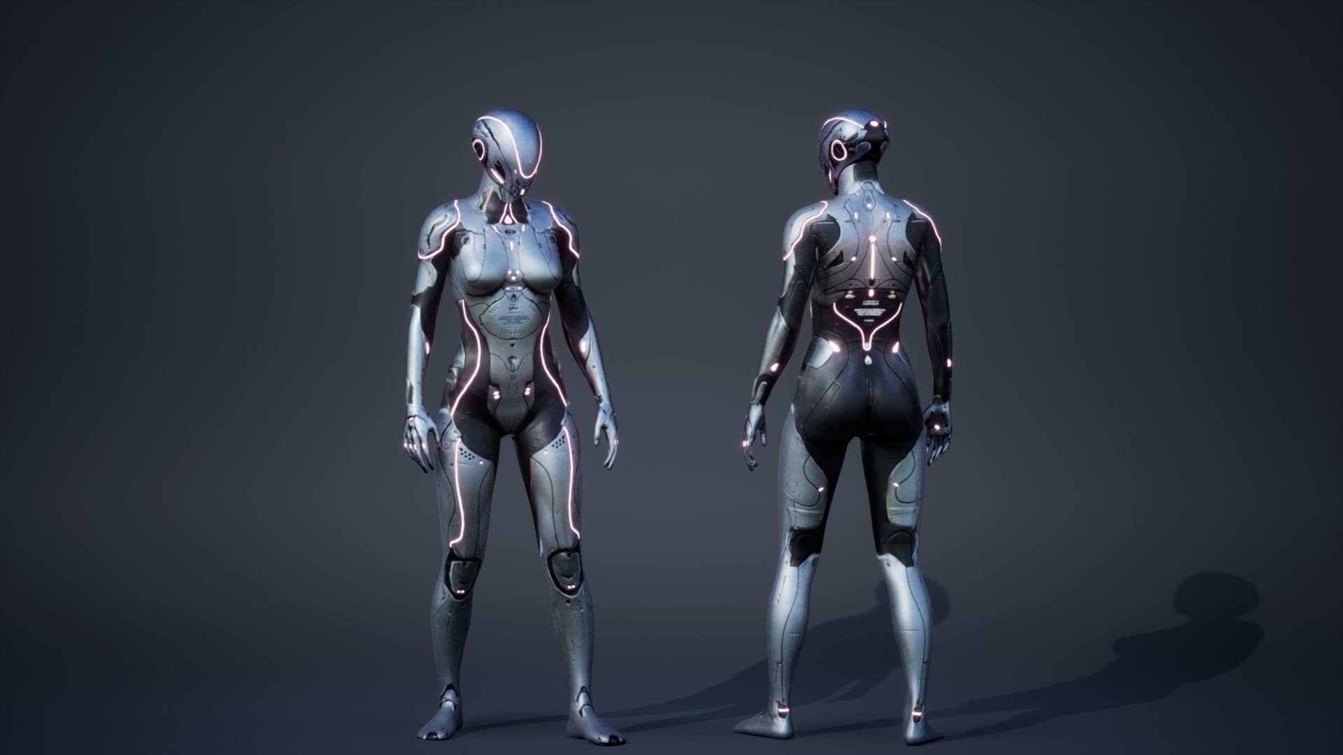 Sci-Fi Female Low-poly 3D model_5