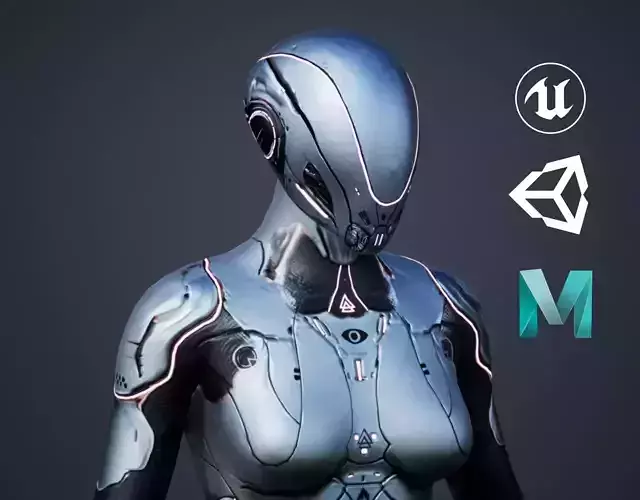 Sci-Fi Female Low-poly 3D model