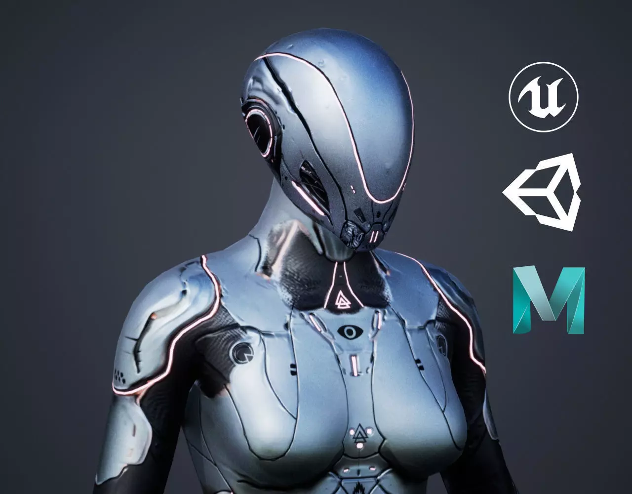 Sci-Fi Female Low-poly 3D model_0