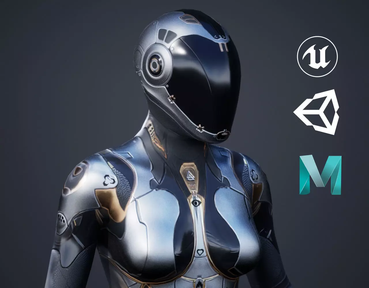 Sci-Fi Female 2 Low-poly 3D model_0