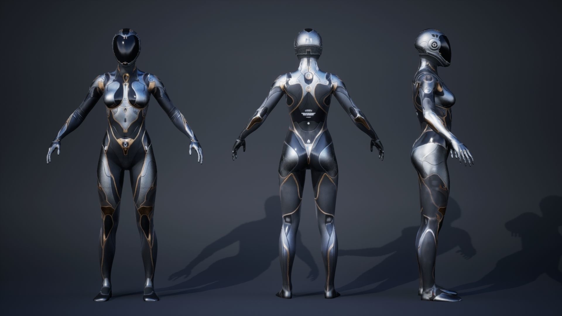Sci-Fi Female 2 Low-poly 3D model_2
