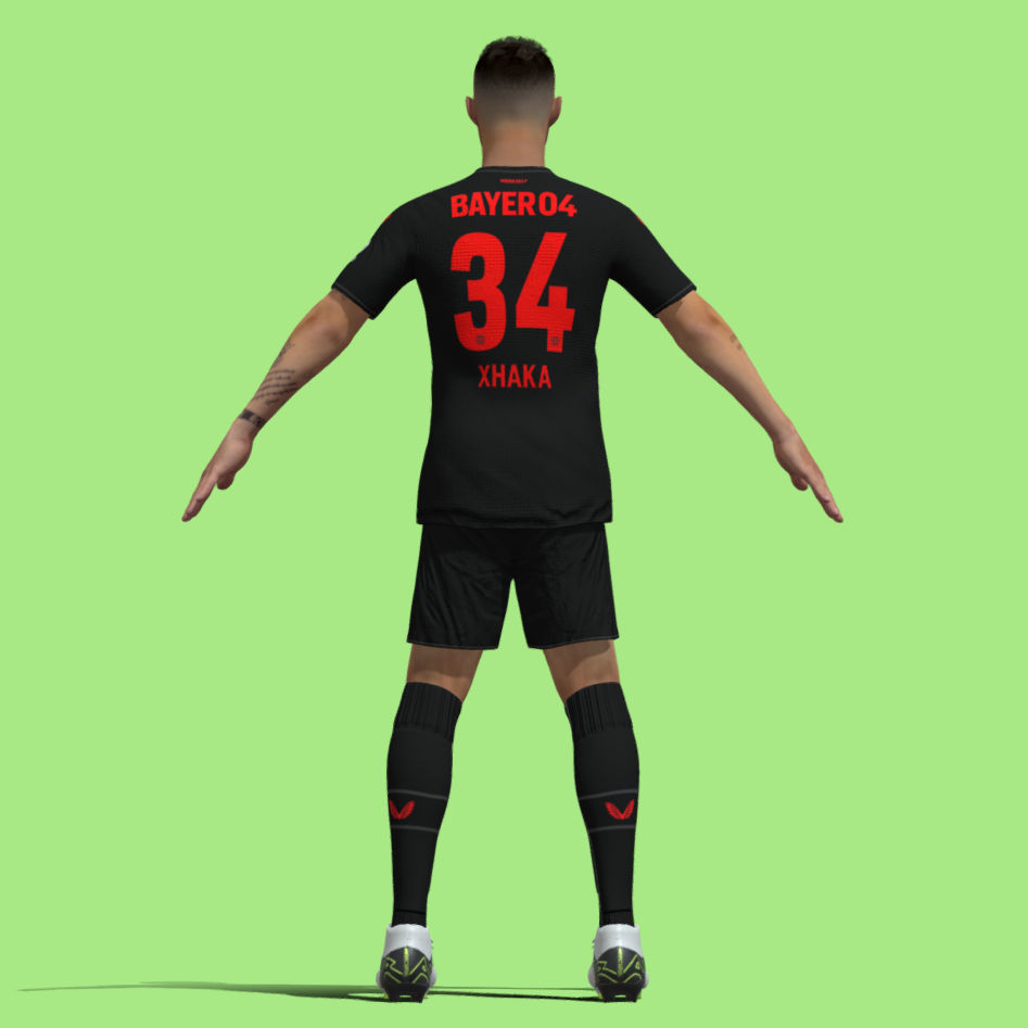 T-Pose Rigged Granit Xhaka Leverkusen 3D model_3