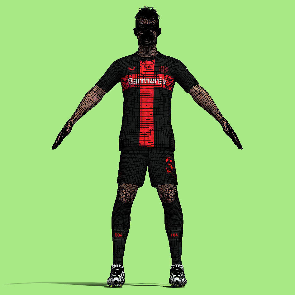T-Pose Rigged Granit Xhaka Leverkusen 3D model_5