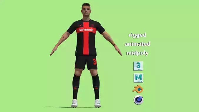 T-Pose Rigged Granit Xhaka Leverkusen 3D model T-Pose Rigged Granit Xhaka Leverkusen 3D model