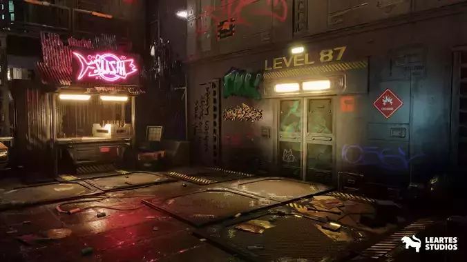 Cyberpunk Rooftop Market