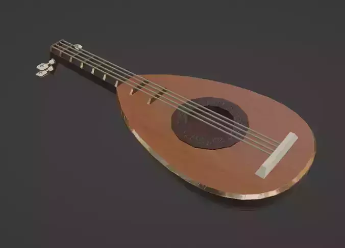 low poly medieval lute
