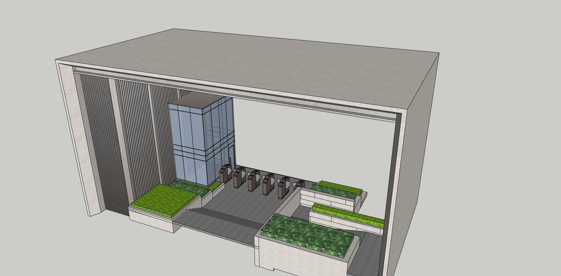 traditional modern pedestrian entrance main gate 3D model_3