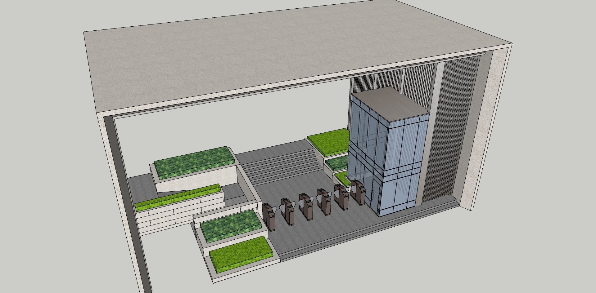 traditional modern pedestrian entrance main gate 3D model_4