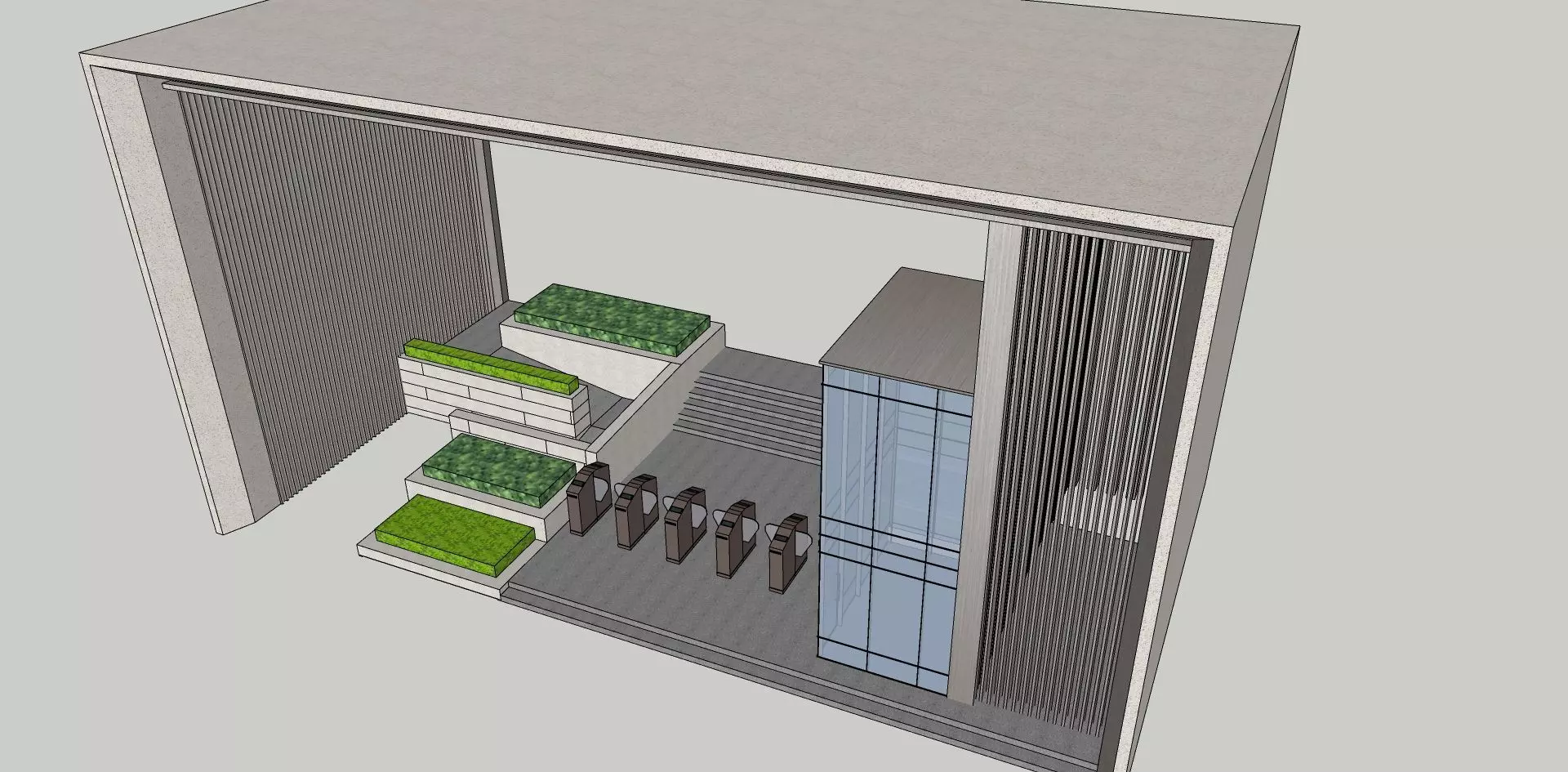 traditional modern pedestrian entrance main gate 3D model_0