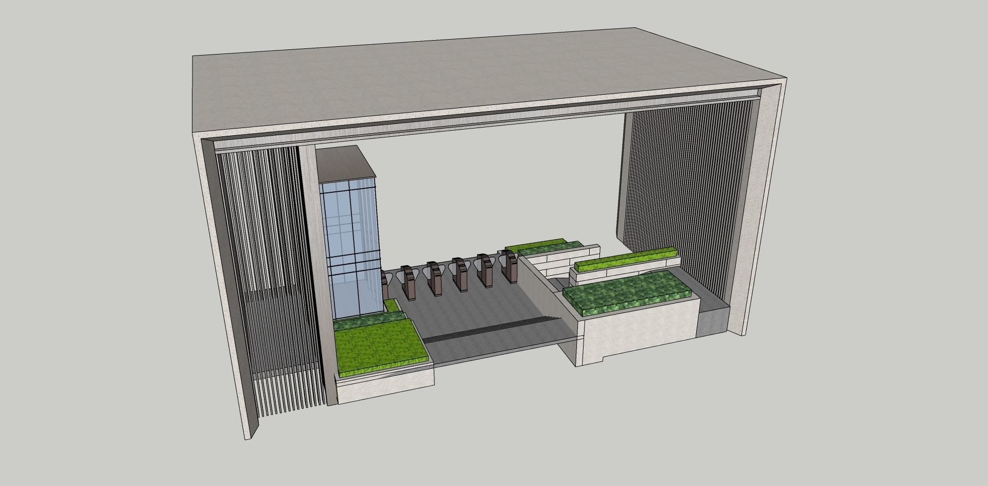 traditional modern pedestrian entrance main gate 3D model_2