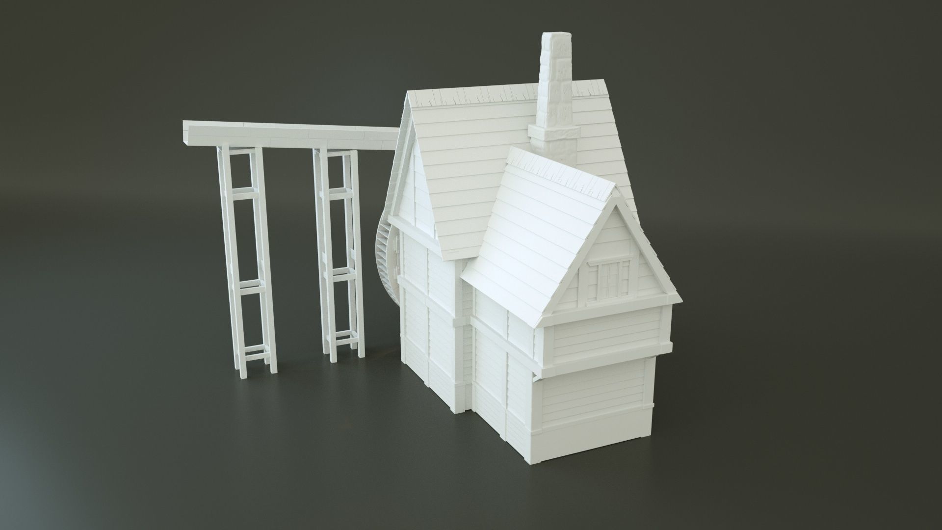 Watermill 3d model 3D model_3