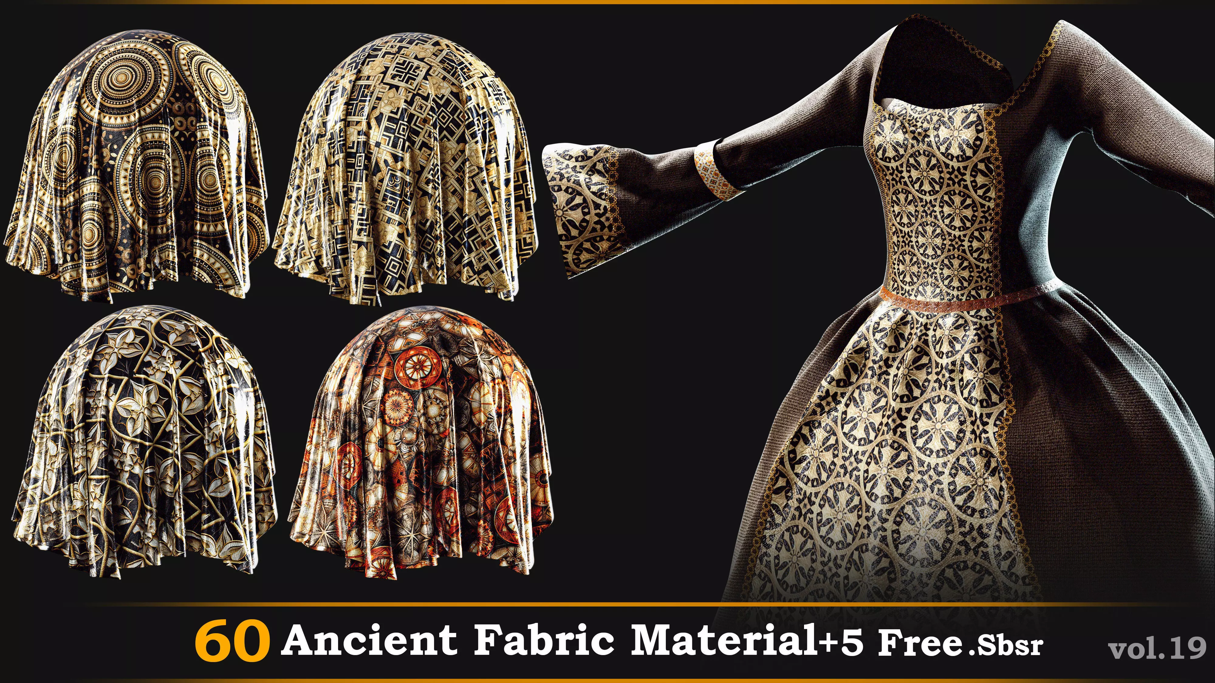 60 Ancient Fabric Material-Sbsar Vol-19 Texture_0