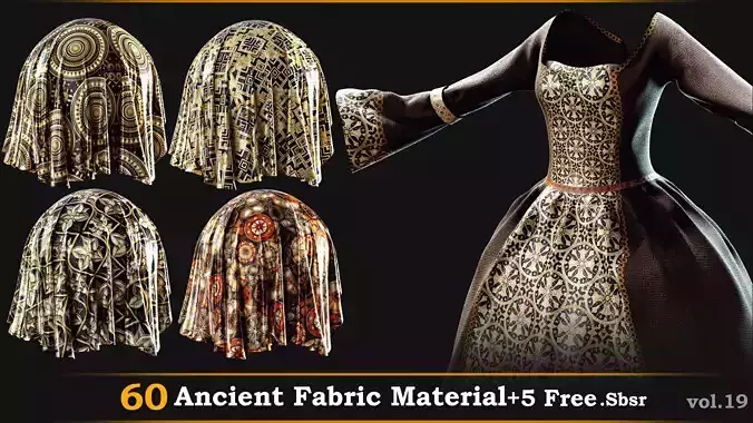 60 Ancient Fabric Material-Sbsar Vol-19