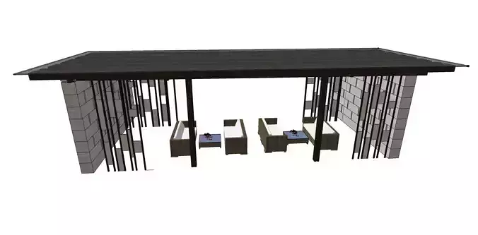 minimalist sitting under pavilion pargola