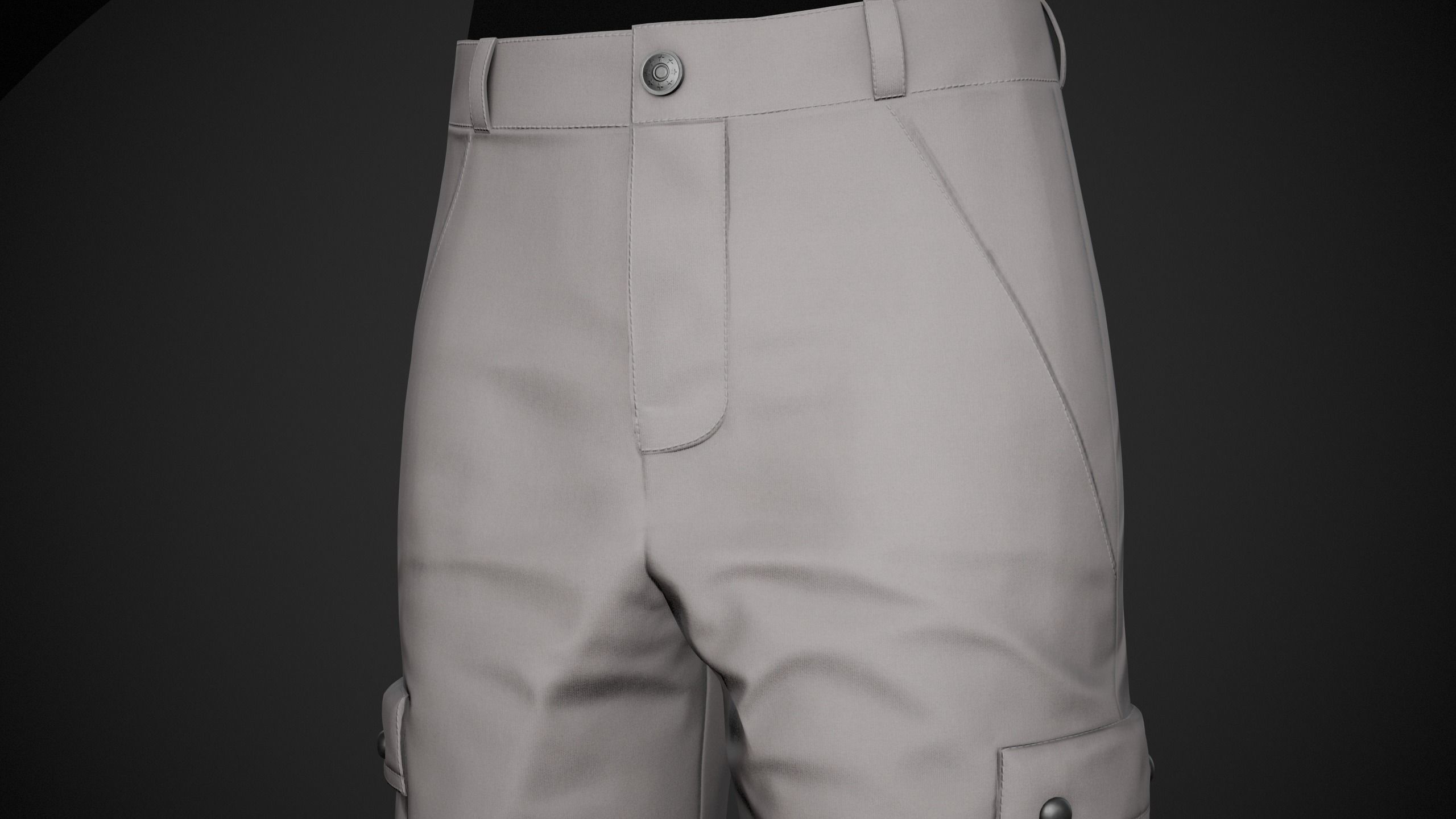 Gray Snowboard Pants Style 1 Low-poly 3D model_5