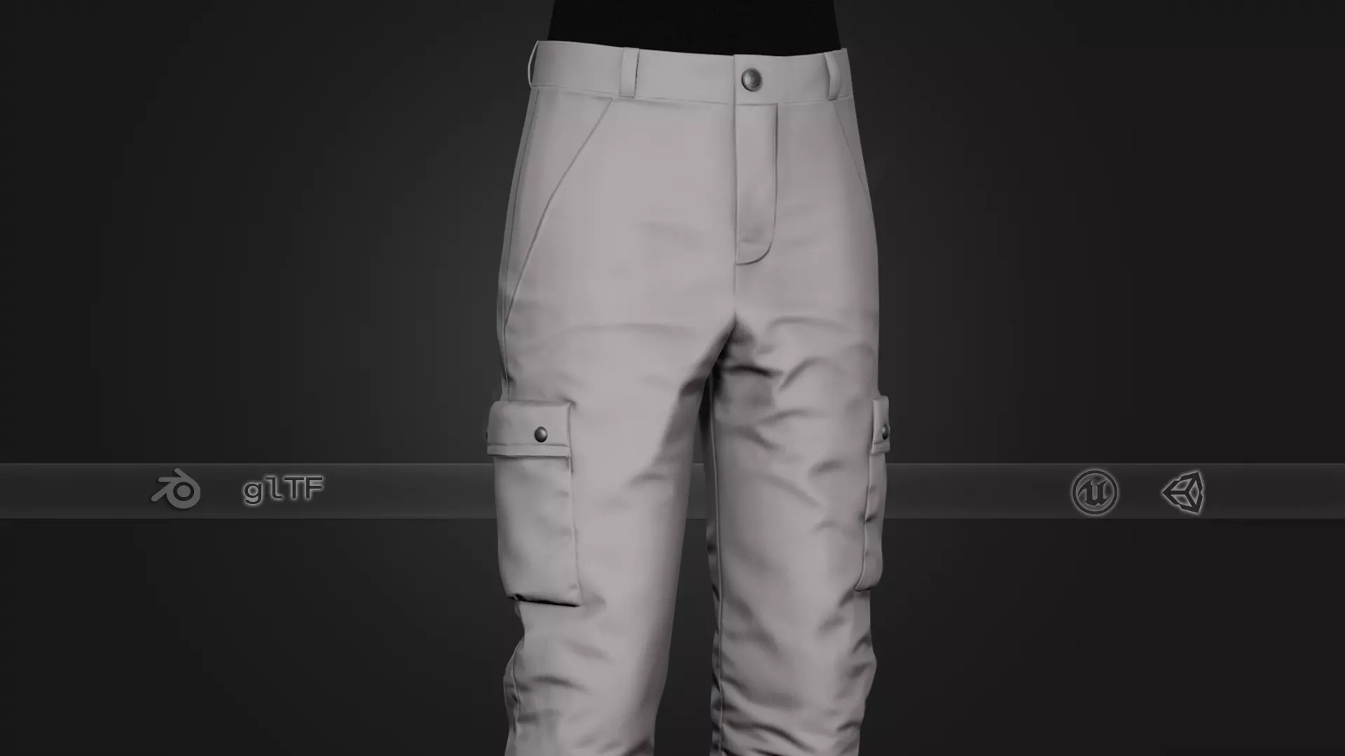Gray Snowboard Pants Style 1 Low-poly 3D model_0