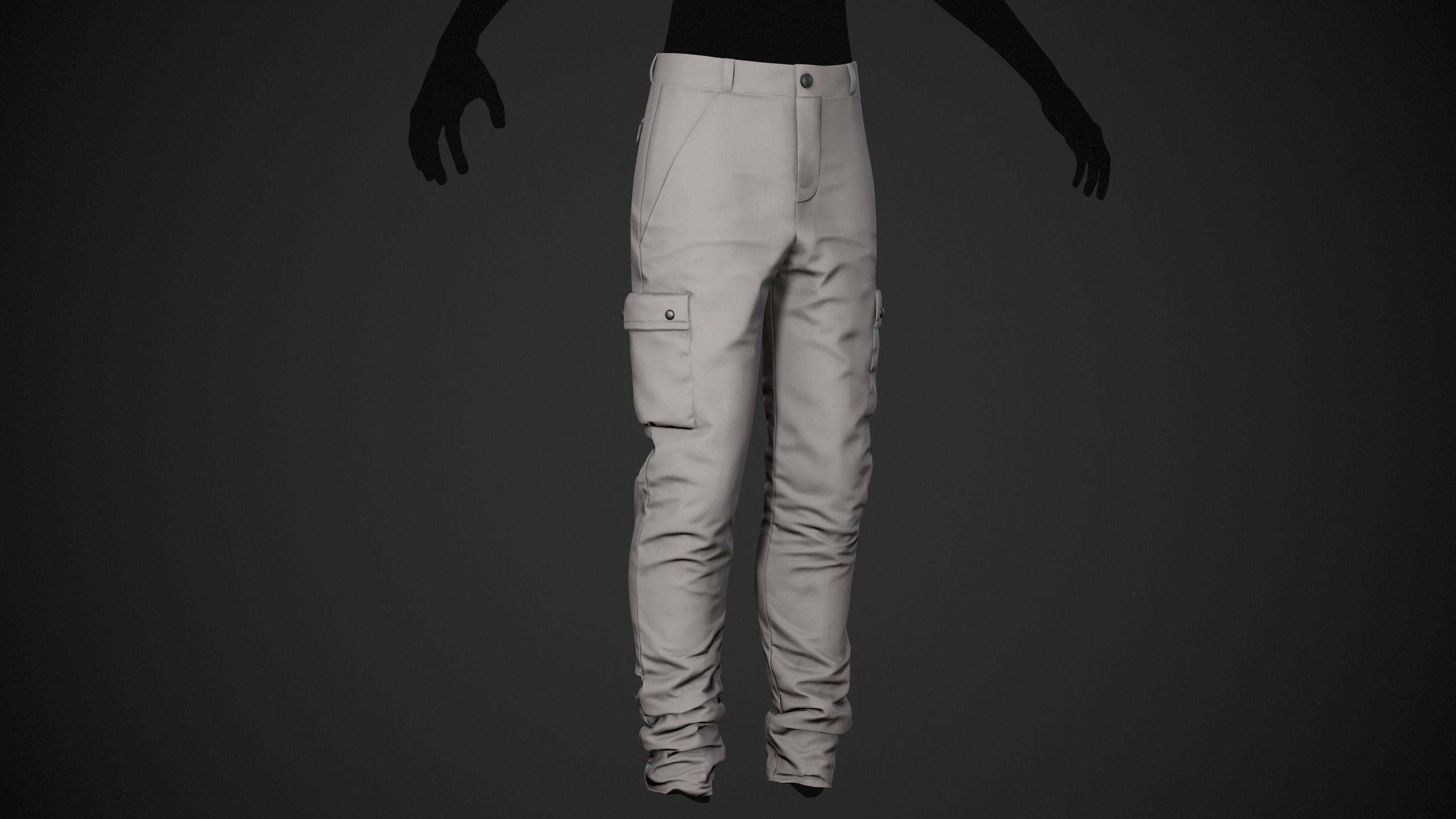 Gray Snowboard Pants Style 1 Low-poly 3D model_8