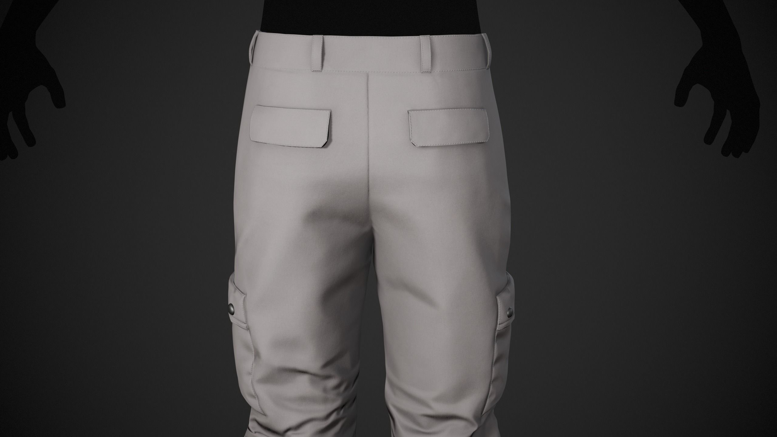 Gray Snowboard Pants Style 1 Low-poly 3D model_3