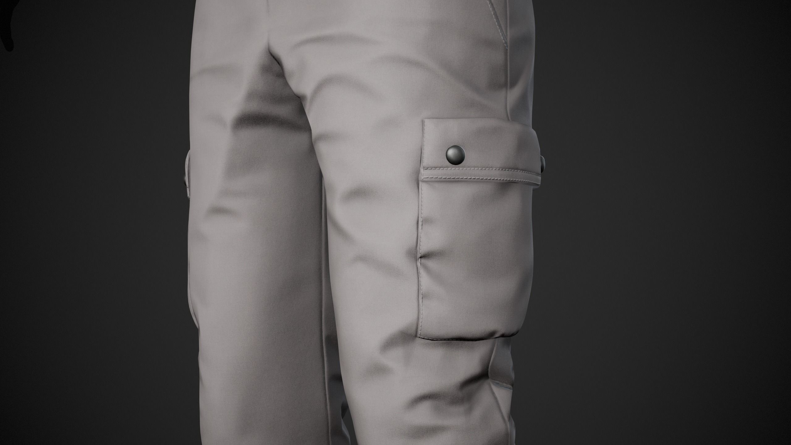 Gray Snowboard Pants Style 1 Low-poly 3D model_12