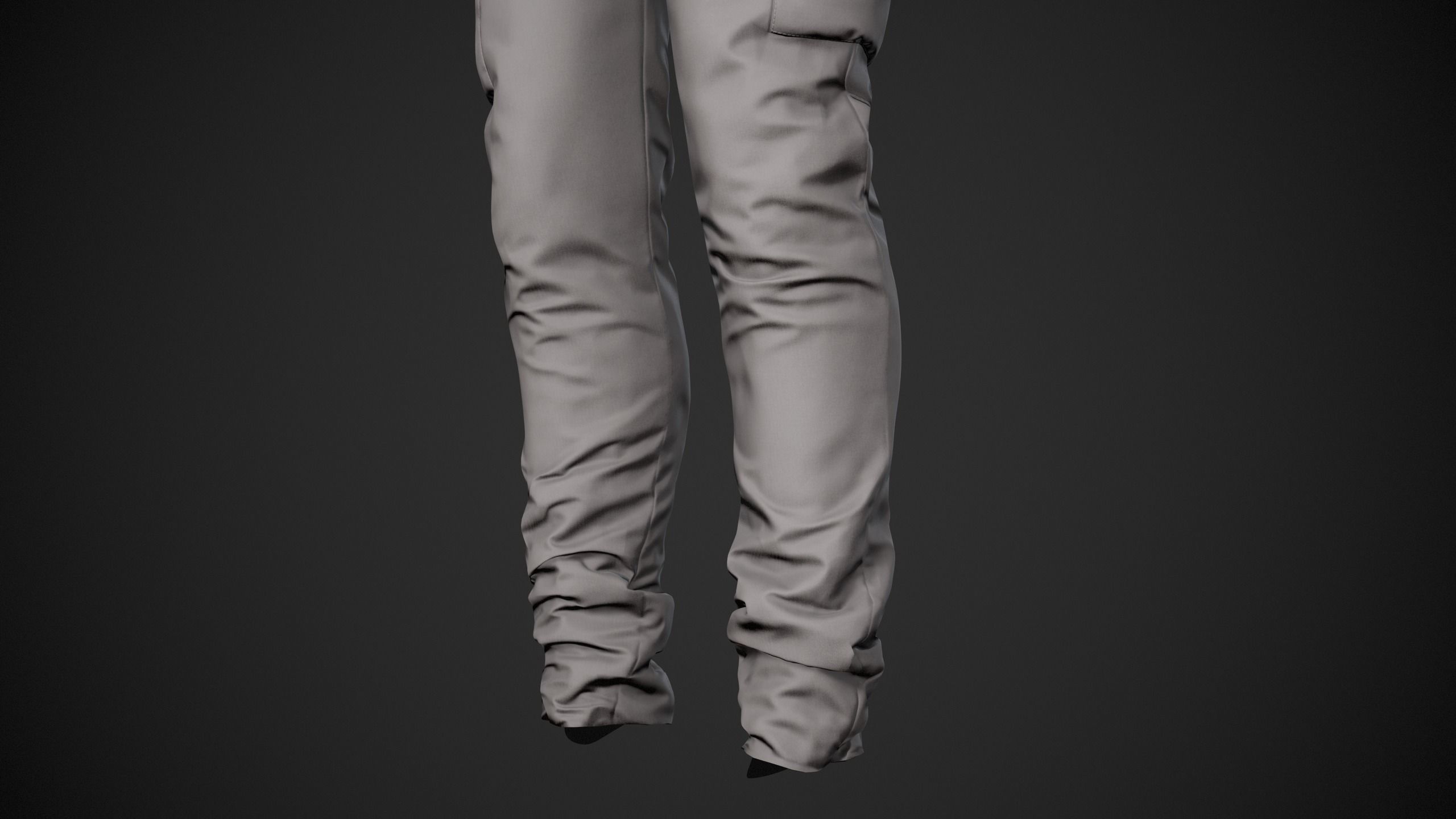 Gray Snowboard Pants Style 1 Low-poly 3D model_6