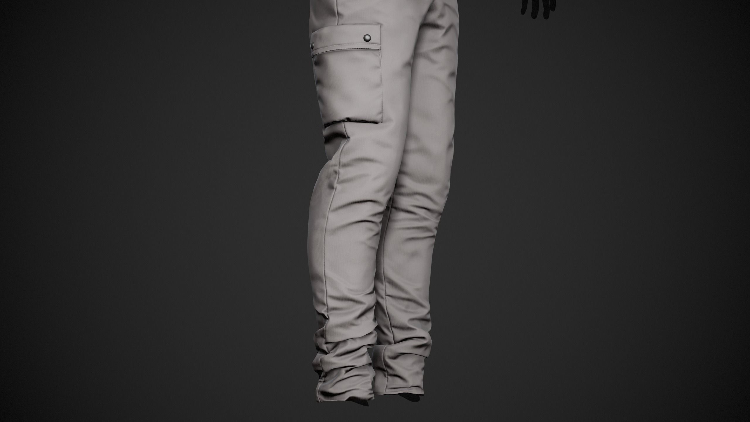 Gray Snowboard Pants Style 1 Low-poly 3D model_7