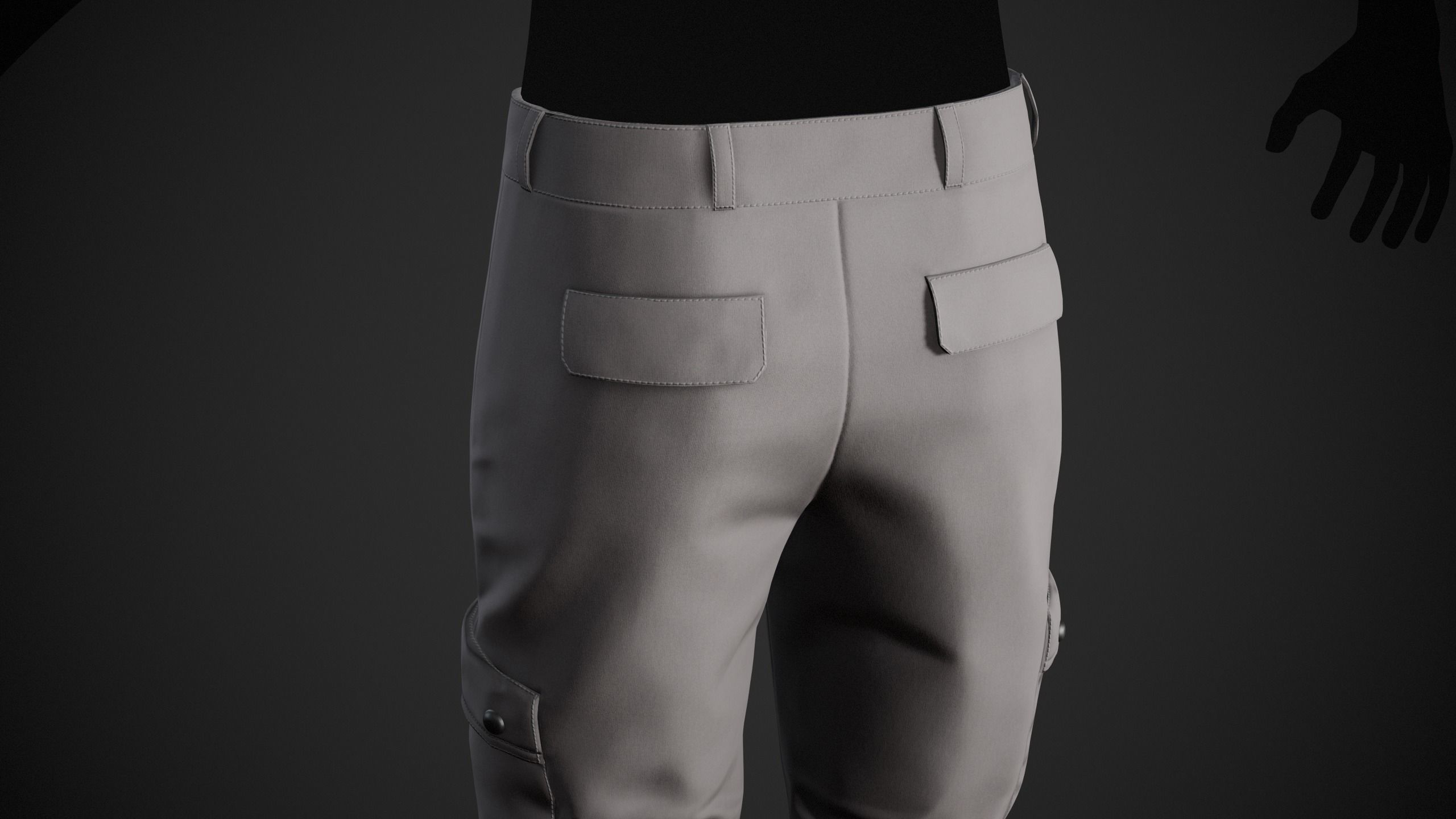 Gray Snowboard Pants Style 1 Low-poly 3D model_9