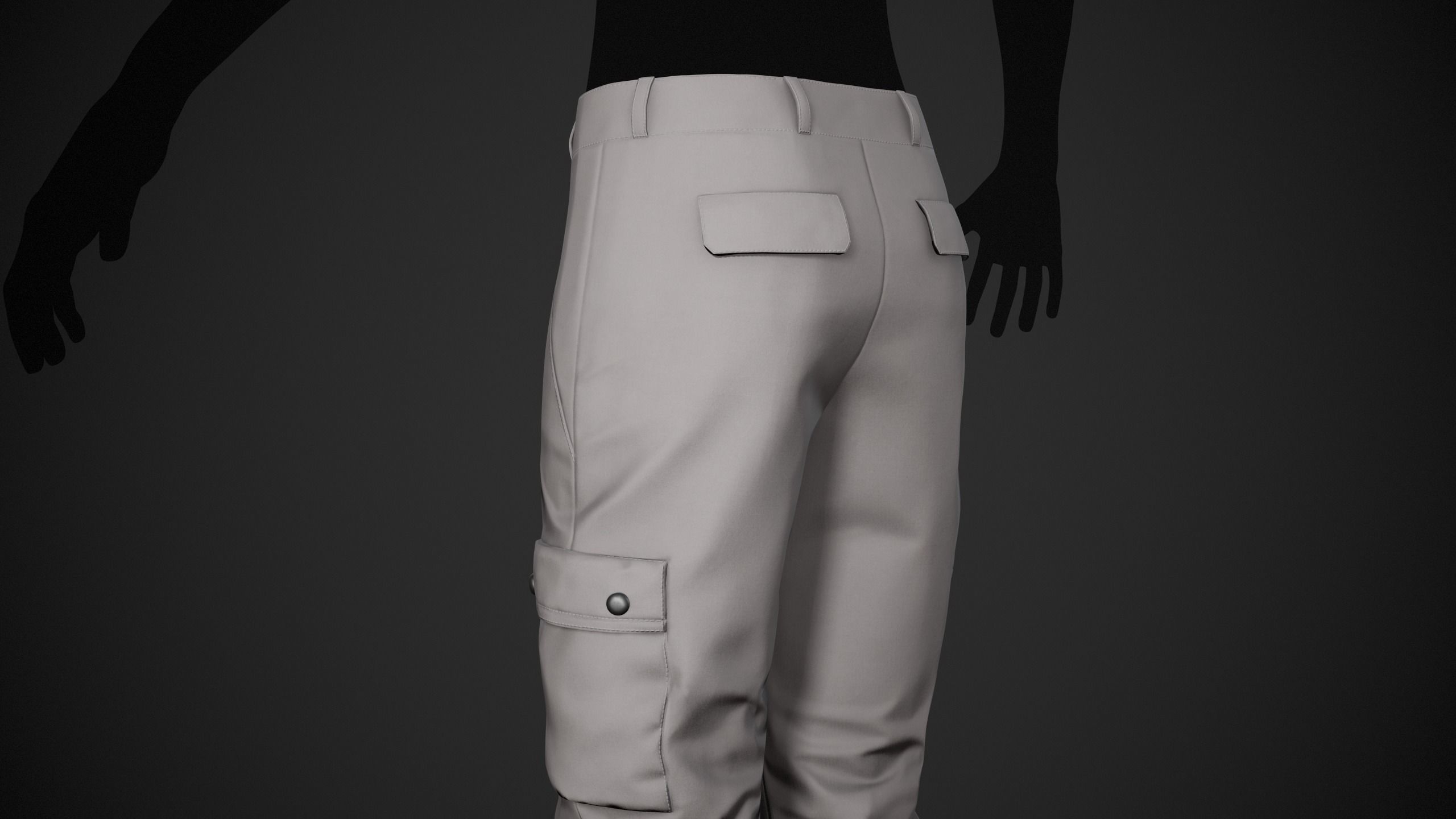 Gray Snowboard Pants Style 1 Low-poly 3D model_4