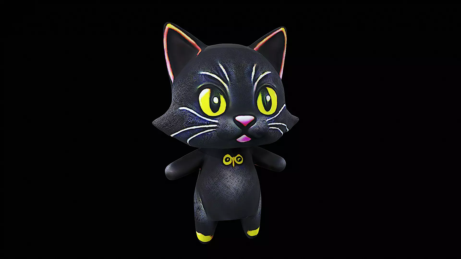 cute black cat plush 3D model