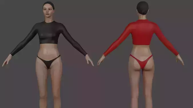 Long-sleeve croptop with underwear 