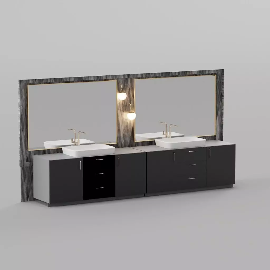 The Opulent Double Sink Vanity Free 3D model_0