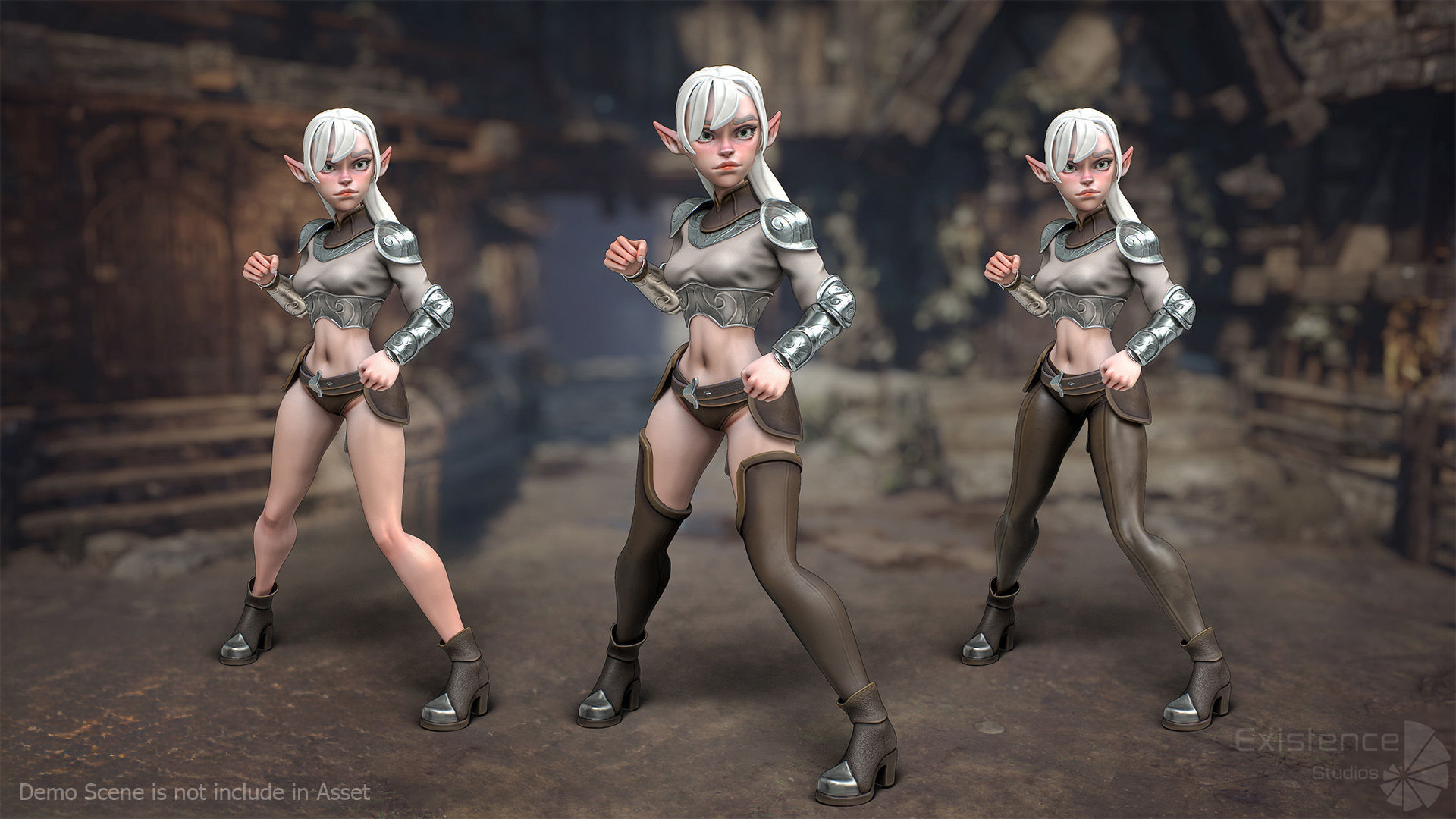 Elf Selena - Heroes Fantasy Female - Bow Medieval Girl - 42 Low-poly 3D model_10