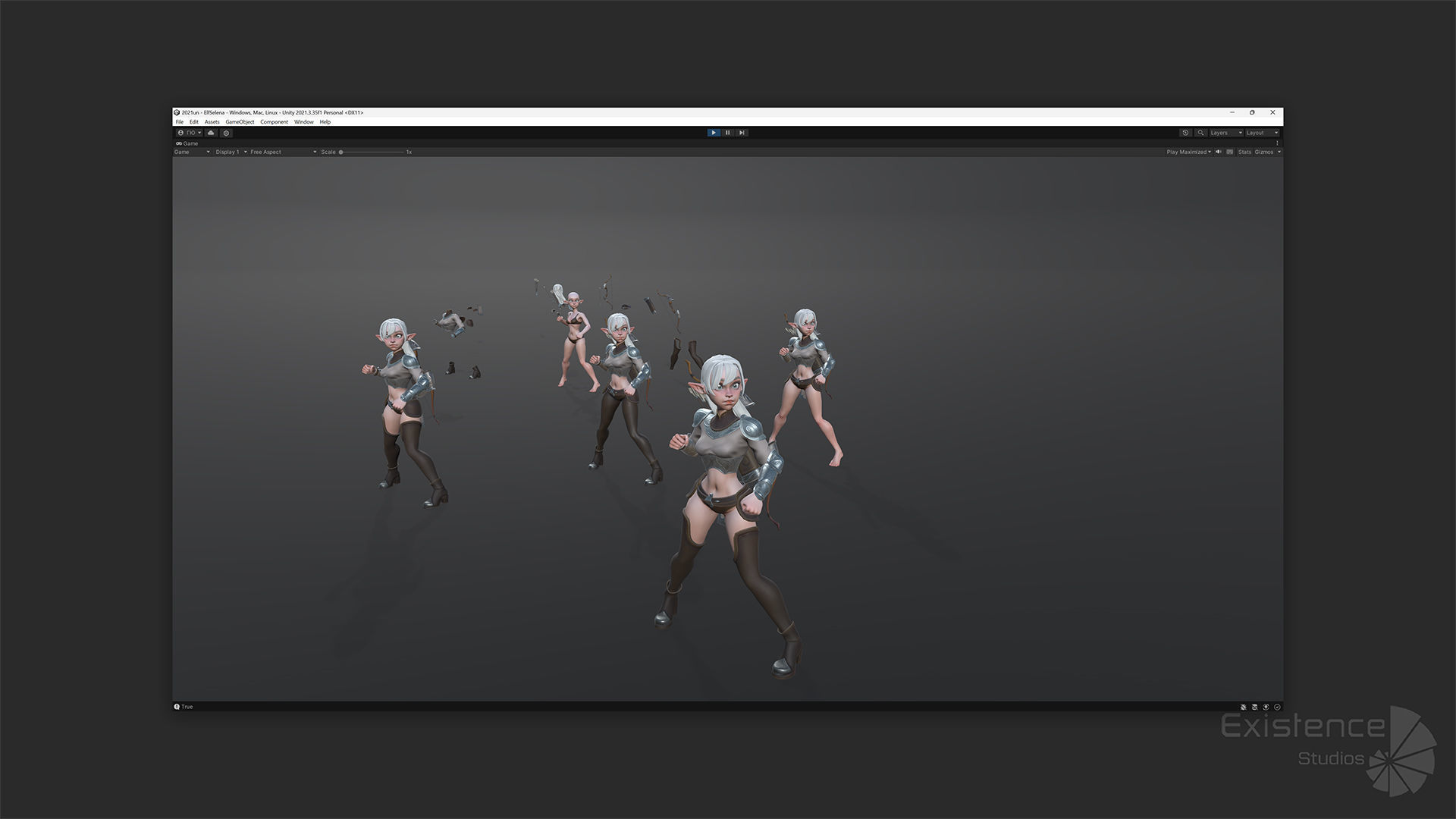 Elf Selena - Heroes Fantasy Female - Bow Medieval Girl - 42 Low-poly 3D model_31