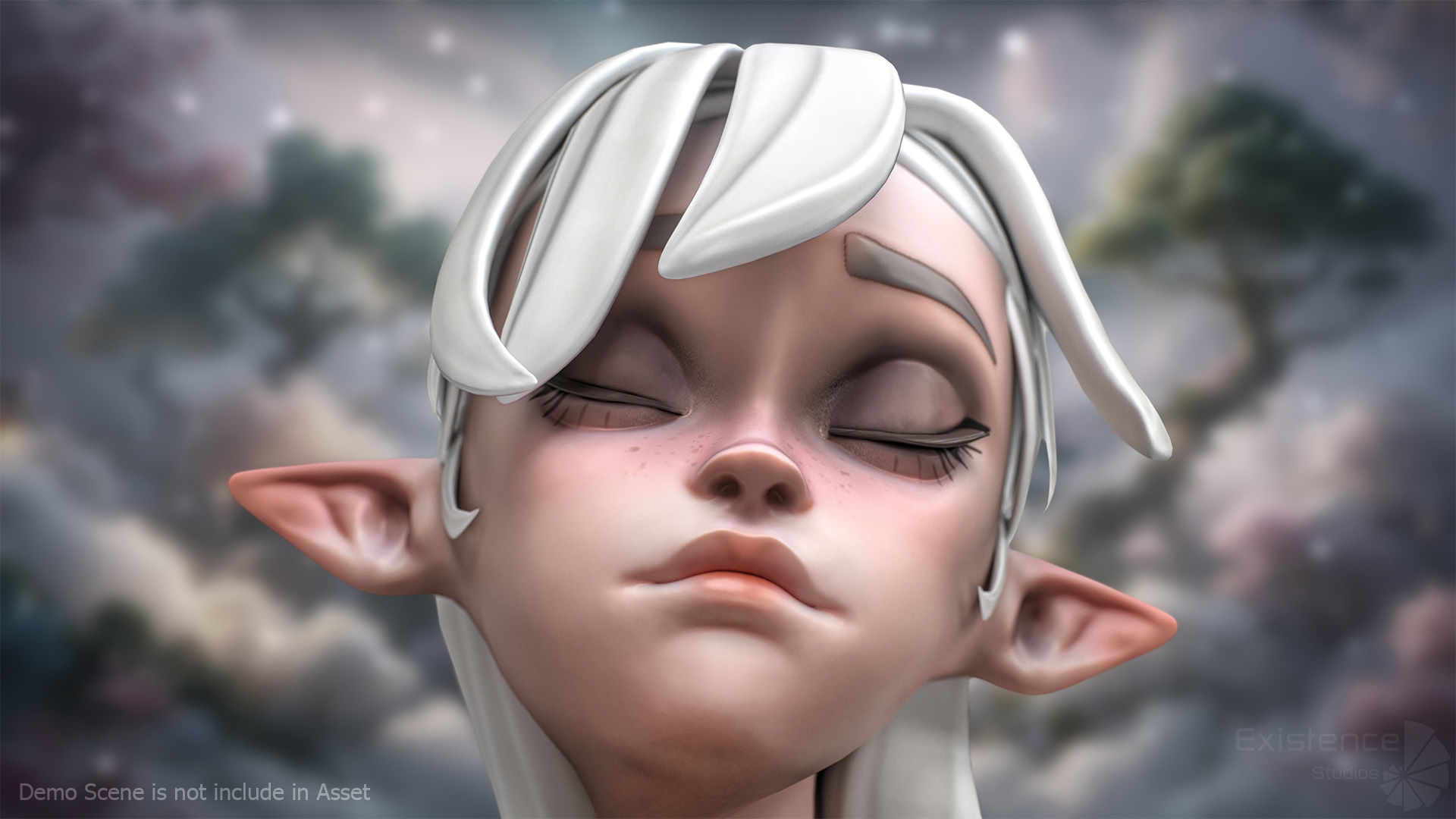 Elf Selena - Heroes Fantasy Female - Bow Medieval Girl - 42 Low-poly 3D model_12