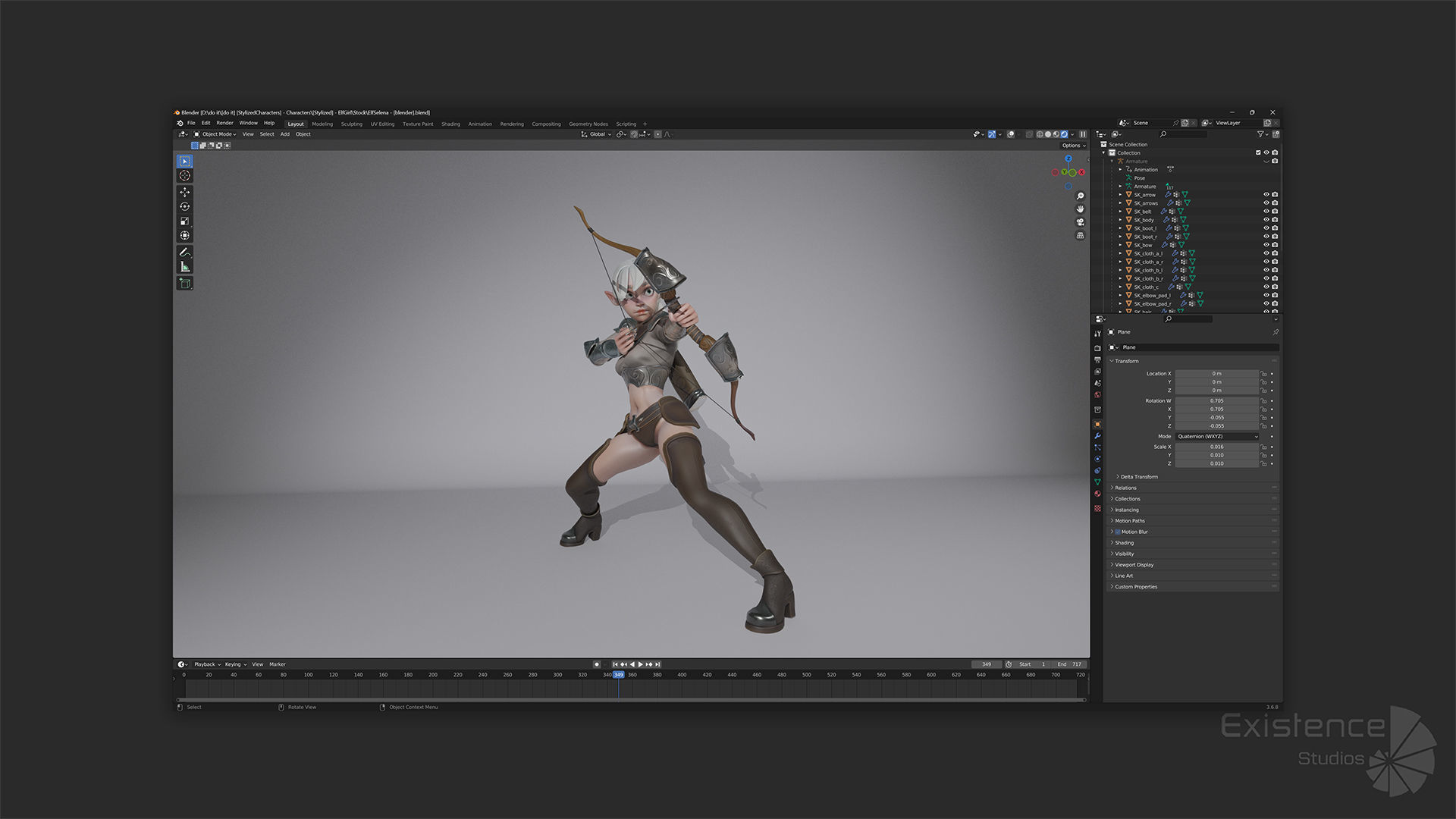 Elf Selena - Heroes Fantasy Female - Bow Medieval Girl - 42 Low-poly 3D model_16