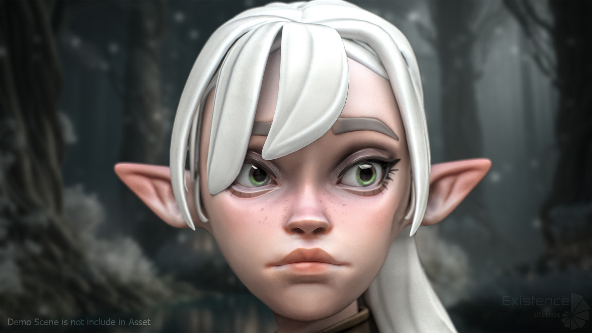 Elf Selena - Heroes Fantasy Female - Bow Medieval Girl - 42 Low-poly 3D model_11