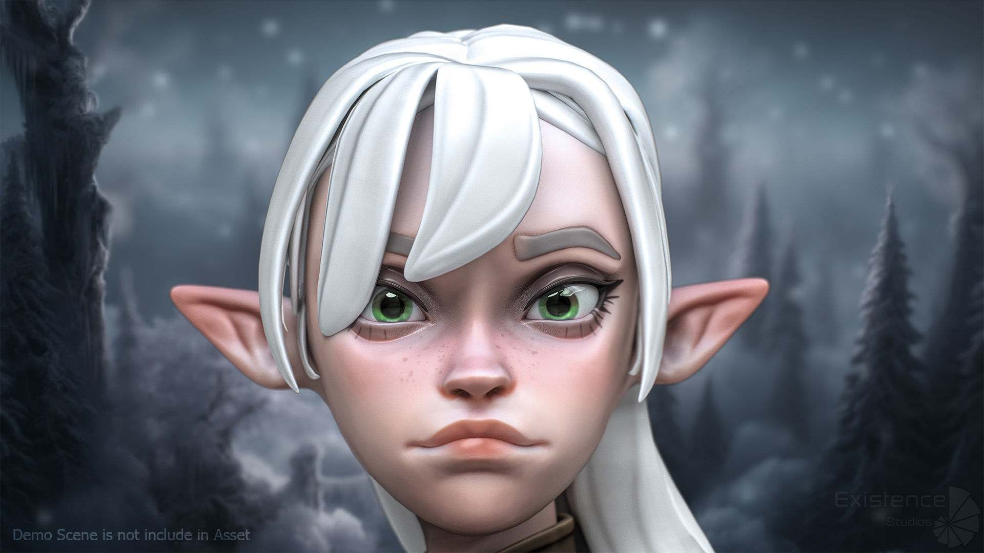 Elf Selena - Heroes Fantasy Female - Bow Medieval Girl - 42 Low-poly 3D model_14