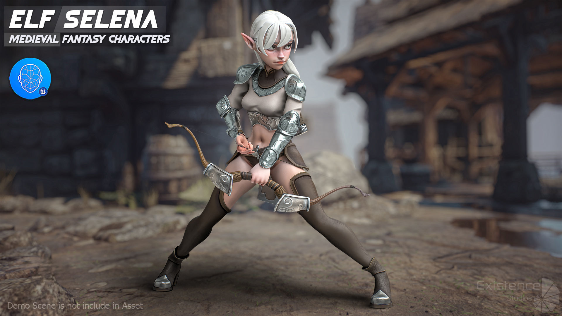 Elf Selena - Heroes Fantasy Female - Bow Medieval Girl - 42 Low-poly 3D model_4