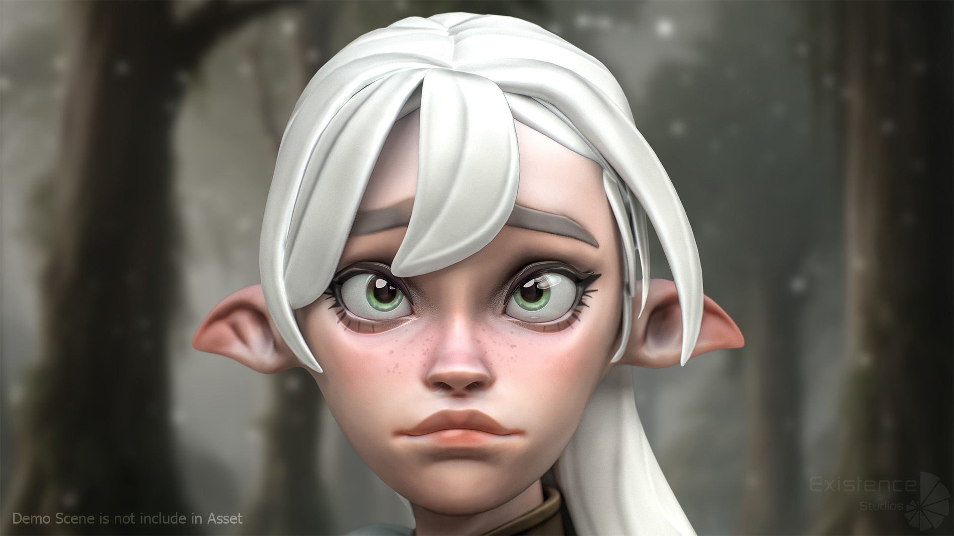 Elf Selena - Heroes Fantasy Female - Bow Medieval Girl - 42 Low-poly 3D model_13