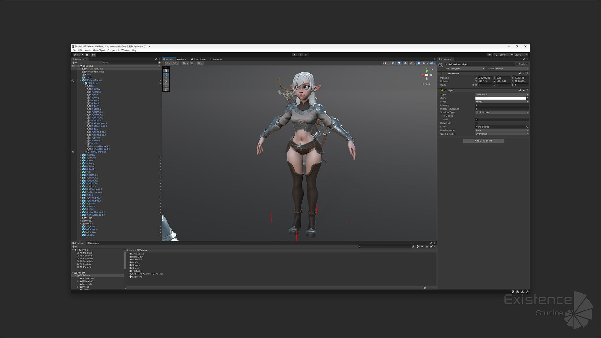 Elf Selena - Heroes Fantasy Female - Bow Medieval Girl - 42 Low-poly 3D model_35