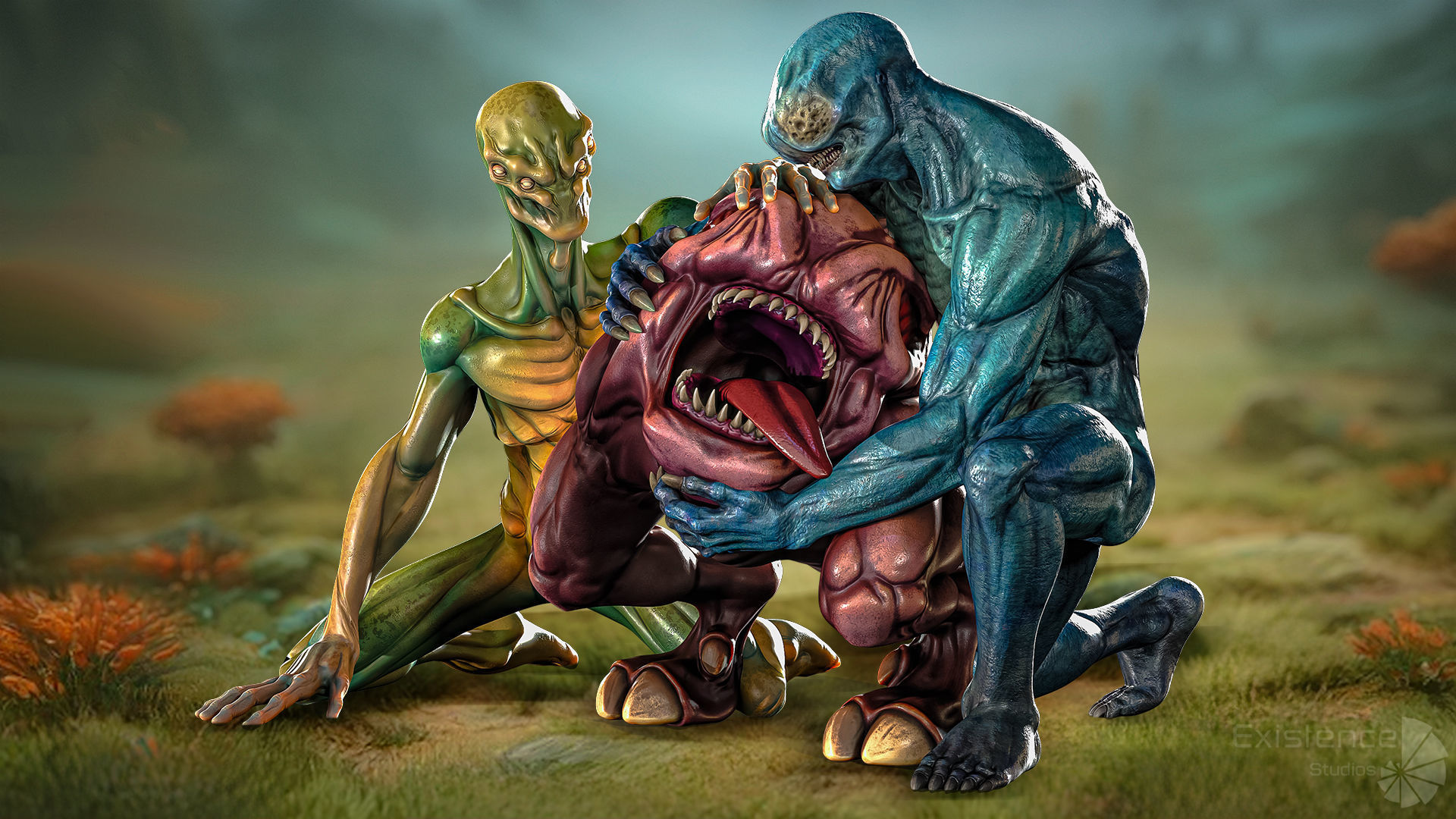 Alien Creature Pack 01 - Stylized Monsters - Fantasy UFO - 41 3D Model Collection_9