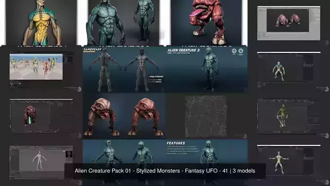 Alien Creature Pack 01 - Stylized Monsters - Fantasy UFO - 41