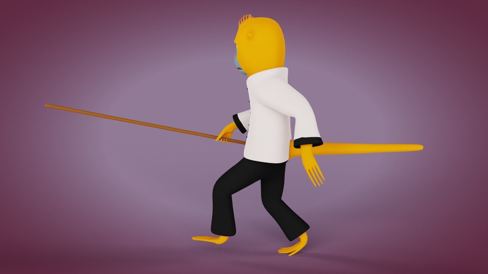 Rigged Kung-fu Warrior Monkey Low-poly 3D model_9