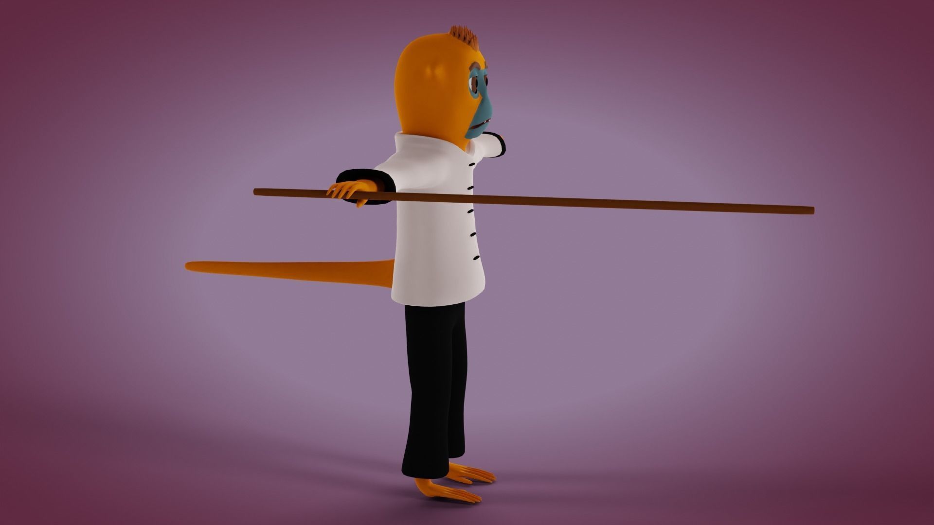 Rigged Kung-fu Warrior Monkey Low-poly 3D model_5
