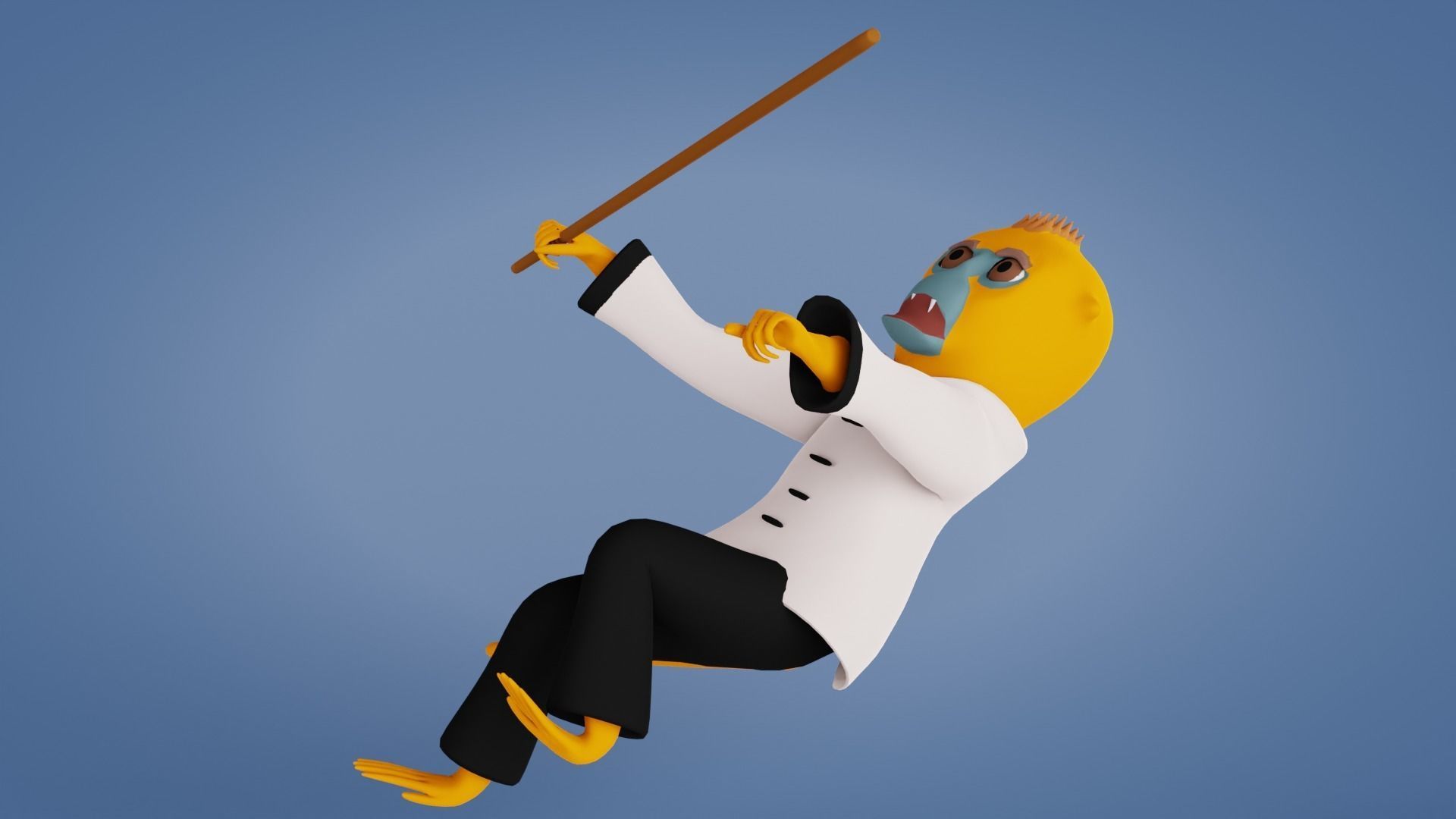 Rigged Kung-fu Warrior Monkey Low-poly 3D model_2